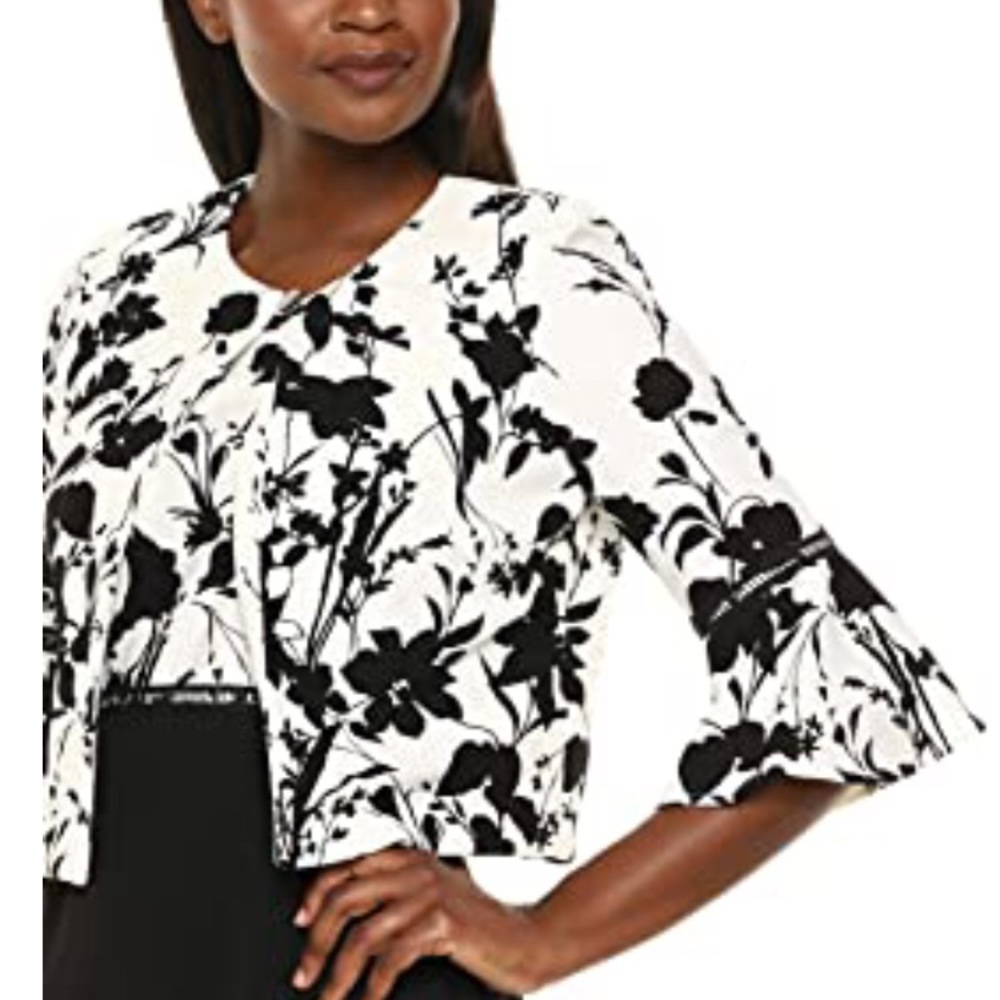 Floral Print Blazer Midi Bell Sleeve Suit Jacket